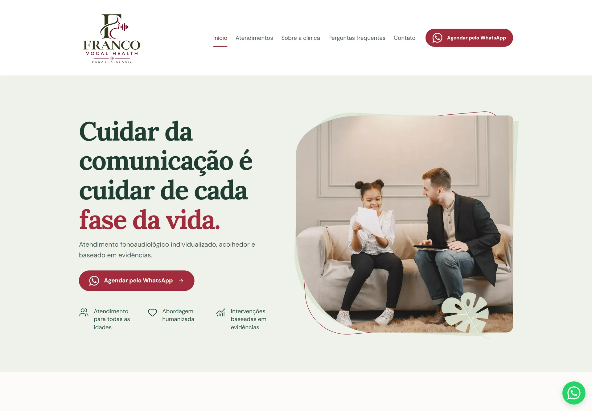 Interface real desktop de Franco Vocal Health